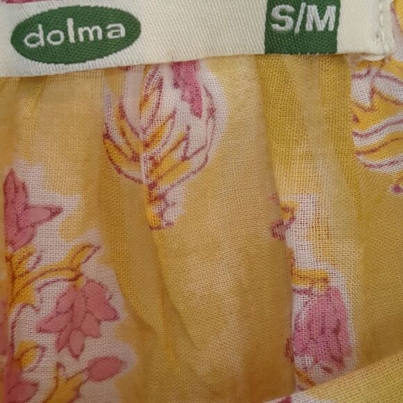 Dolma Women's Blouse S/M Indian Hand Block Print Top 100% Cotton Bell Sleeves - Picture 6 of 12